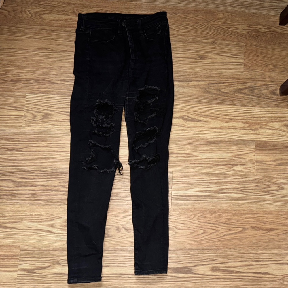 American Eagle Outfitters Black Distressed Jeans